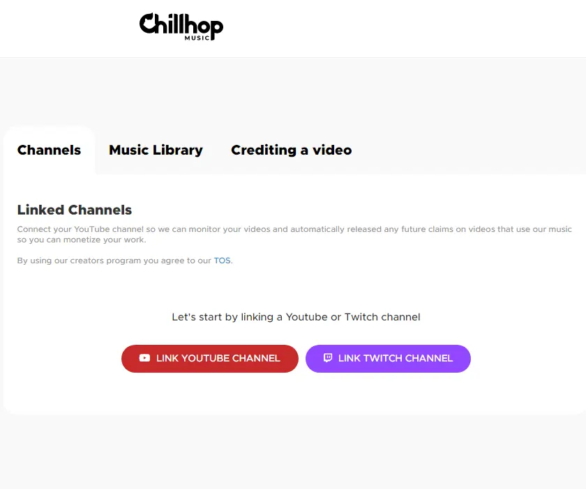 Chillhop Music Channel Link - Shows the interface for linking a channel in Chillhop Music, facilitating content sharing.