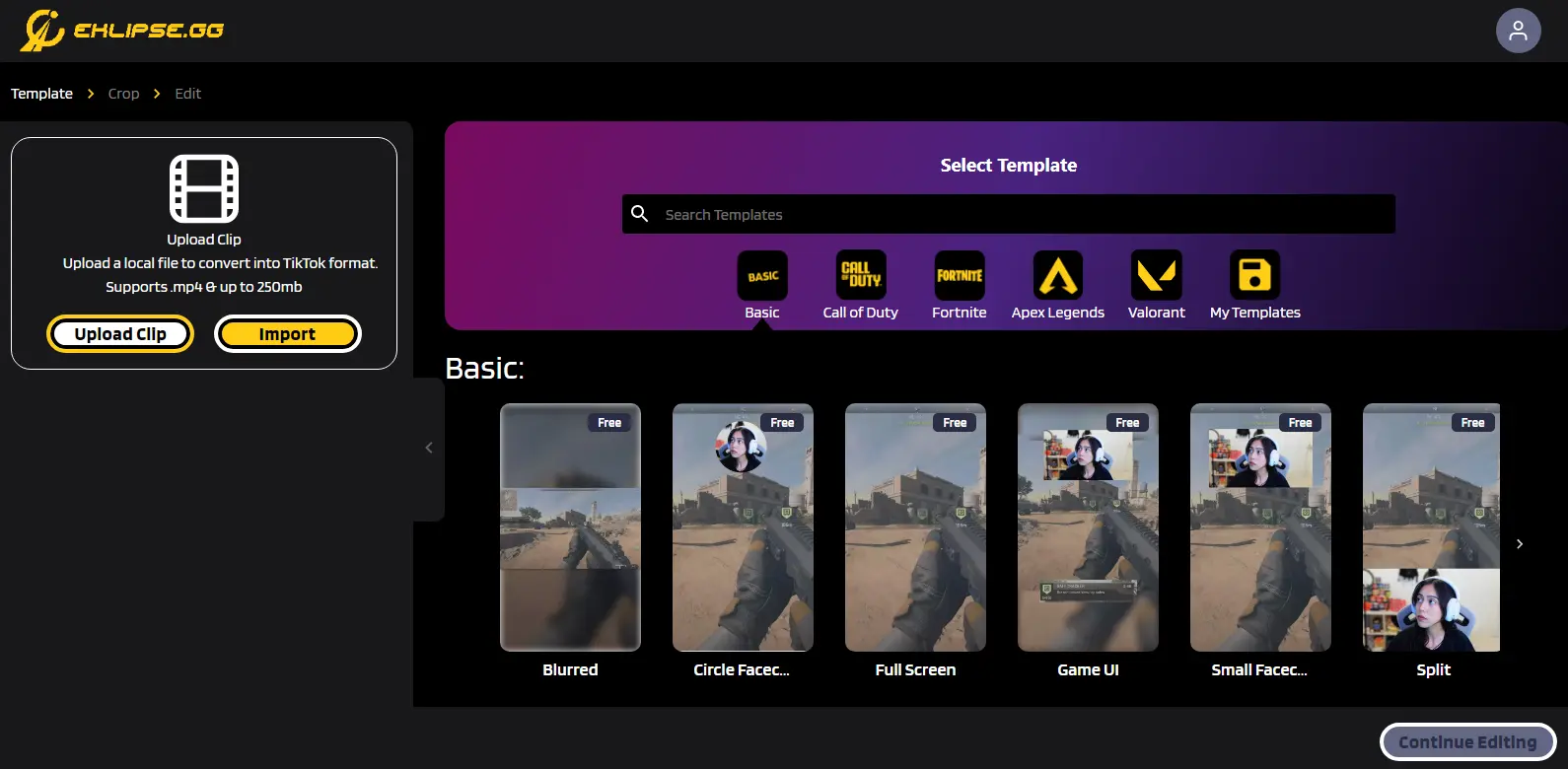 Eklipse Studio - Displays the studio interface in Eklipse, a comprehensive editing suite for detailed video adjustments.