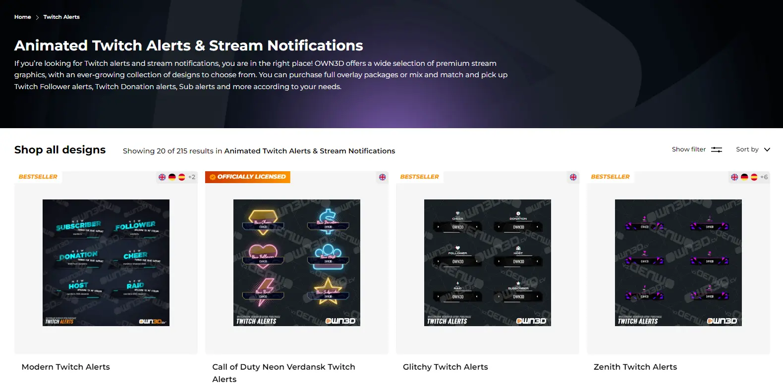 Own3d Twitch Alerts - Highlights the Twitch alerts setup in Own3d, providing dynamic notifications for streaming events.