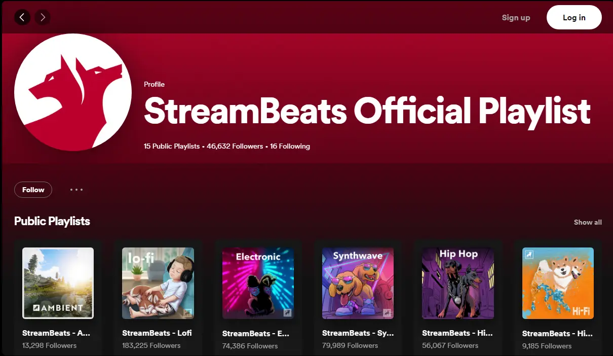 Streambeats Spotify - Features the Spotify integration in Streambeats, showing how users can access Streambeats music through Spotify.