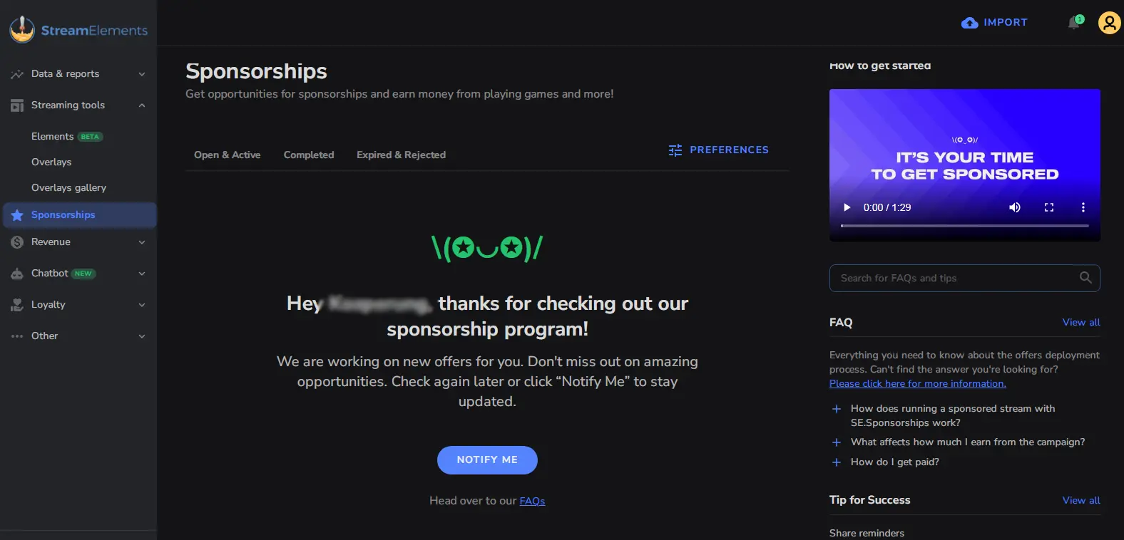 Streamelements Sponsorship - Features the sponsorship management tool in Streamelements, helping streamers connect with brands for partnerships.