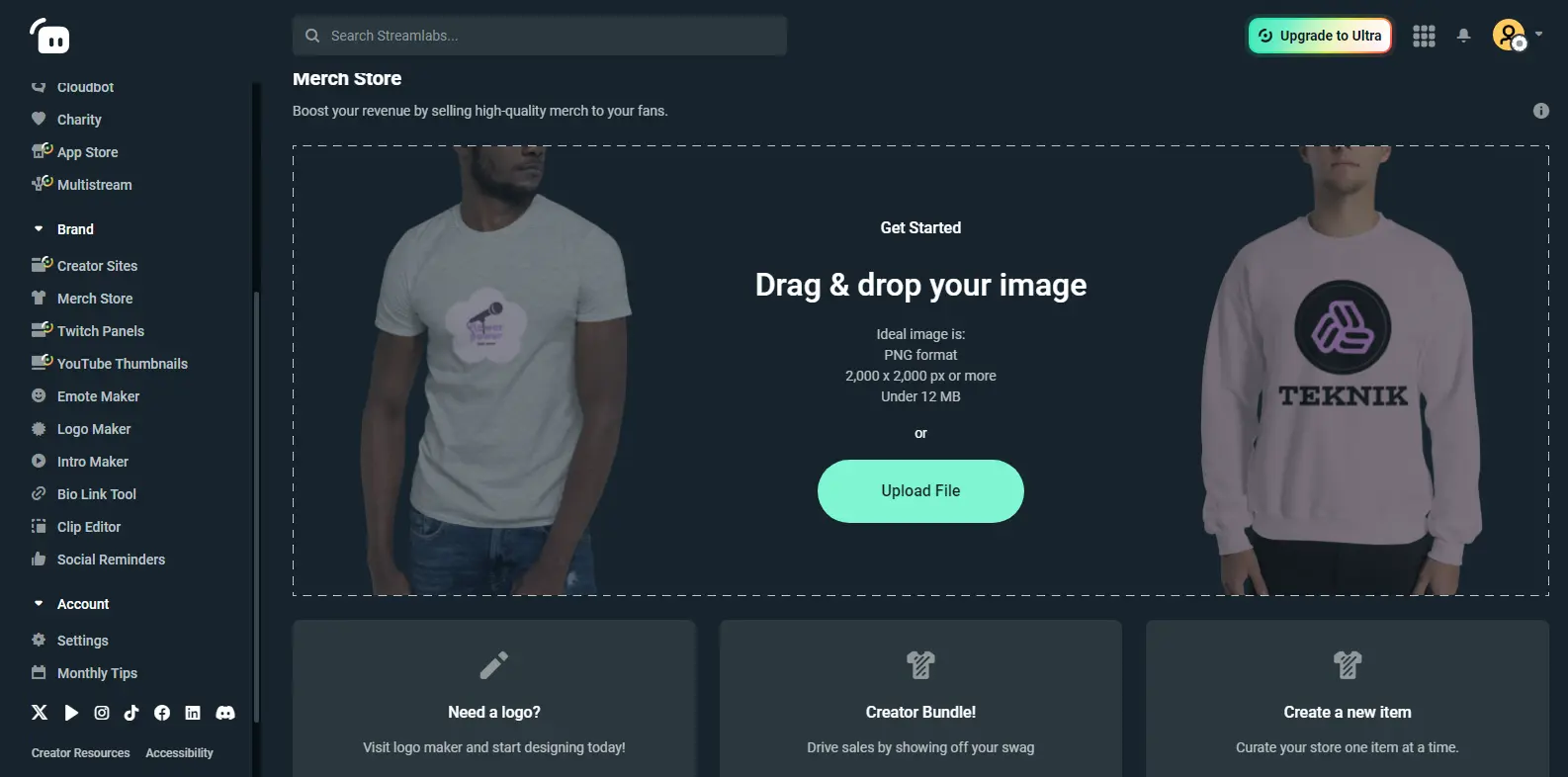 Streamlabs Wed Merch Store - Highlights the merchandise store interface in Streamlabs, where users can create and sell custom apparel and products.