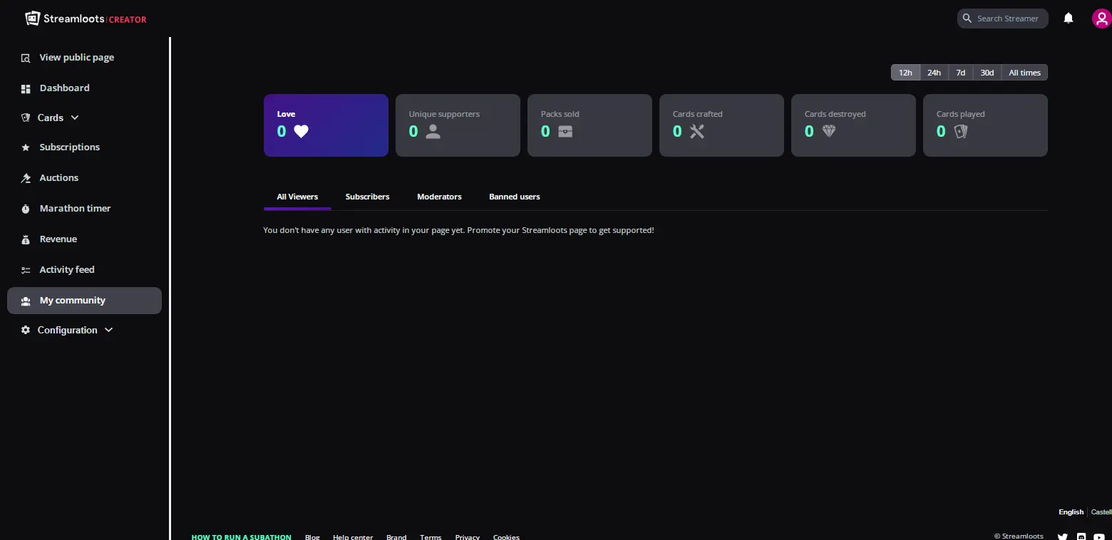 Streamloots Community - Highlights the community management tool in Streamloots, focusing on building and engaging with a viewer base.